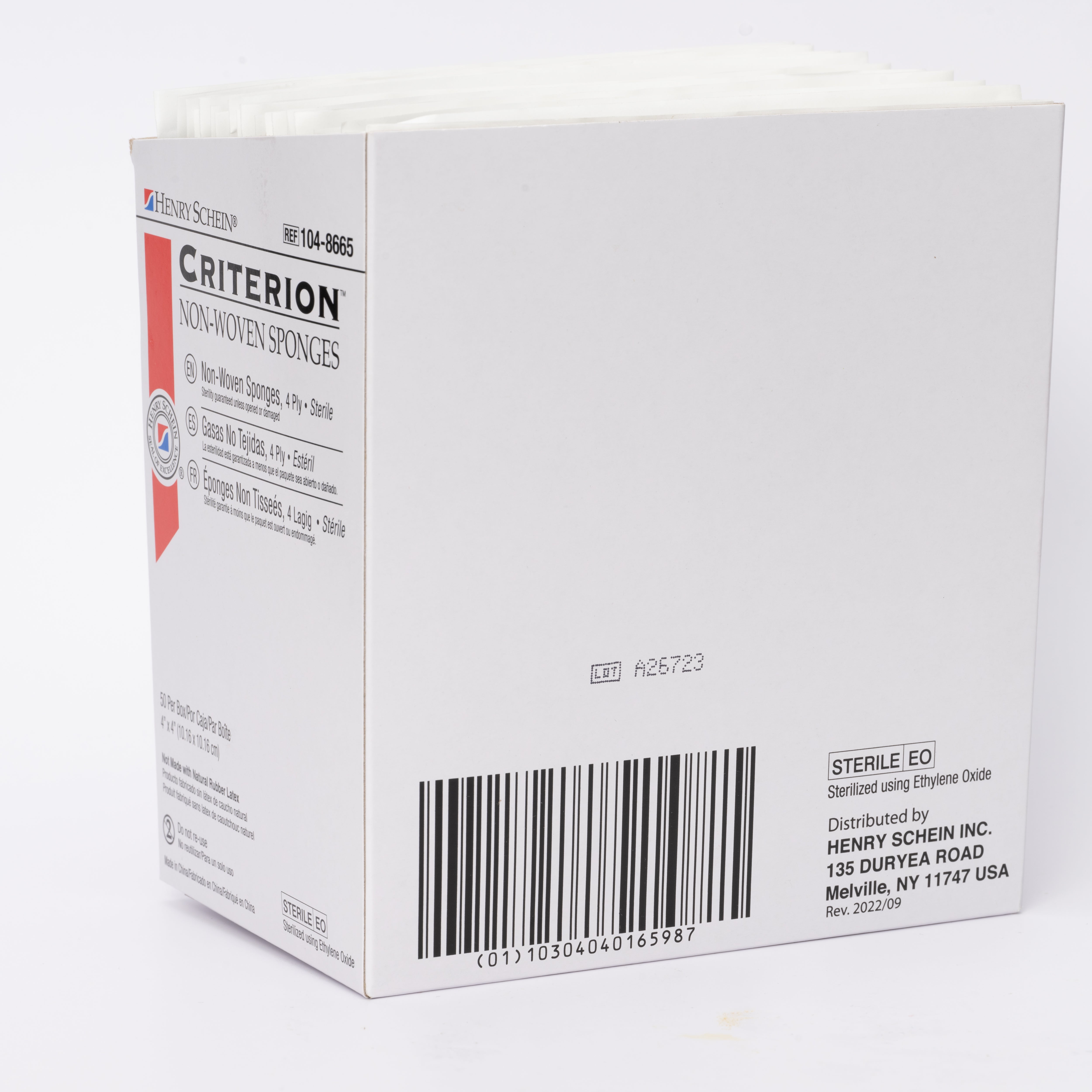 Henry Schein Criterion 4x4” Non-Woven Sponge- Rayon/Polyester Blend, 4-Ply, Sterile- 50/PK