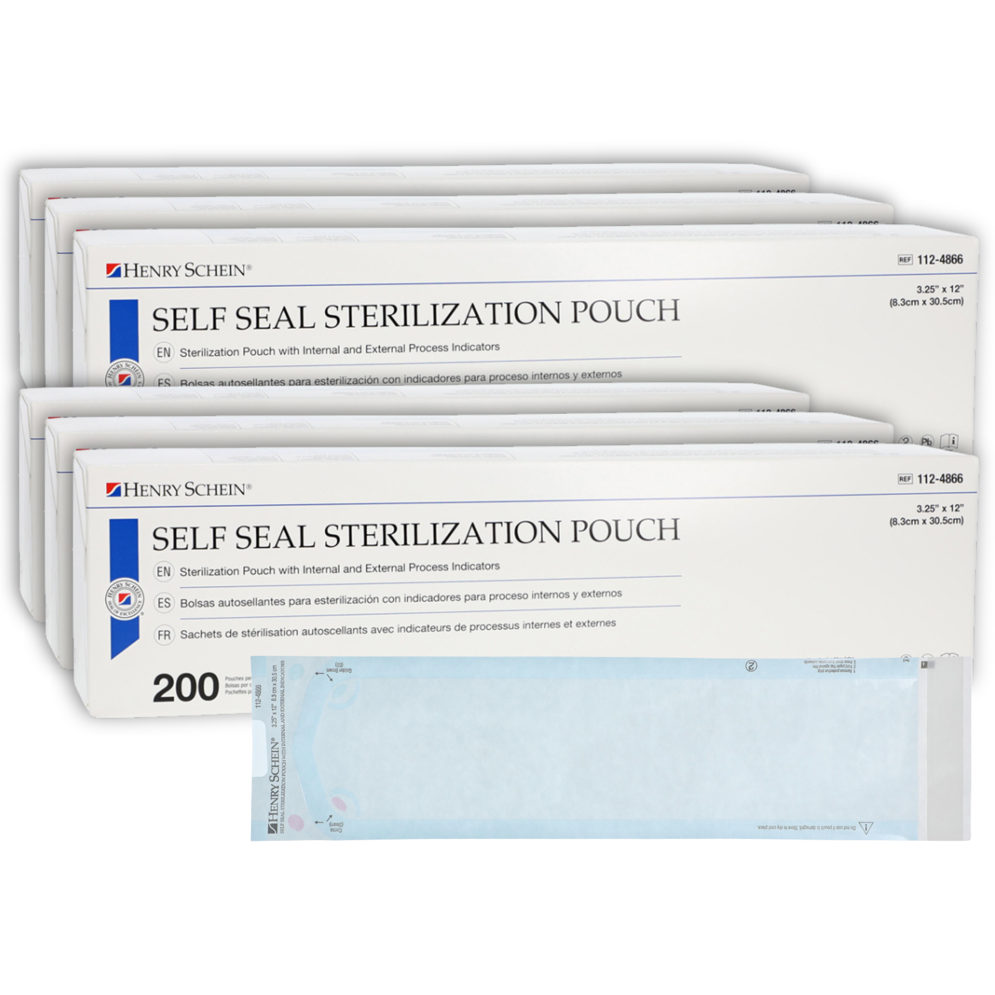 Self-Sealing Sterilization Pouches, Latex-Free, 3.25 x 12 in