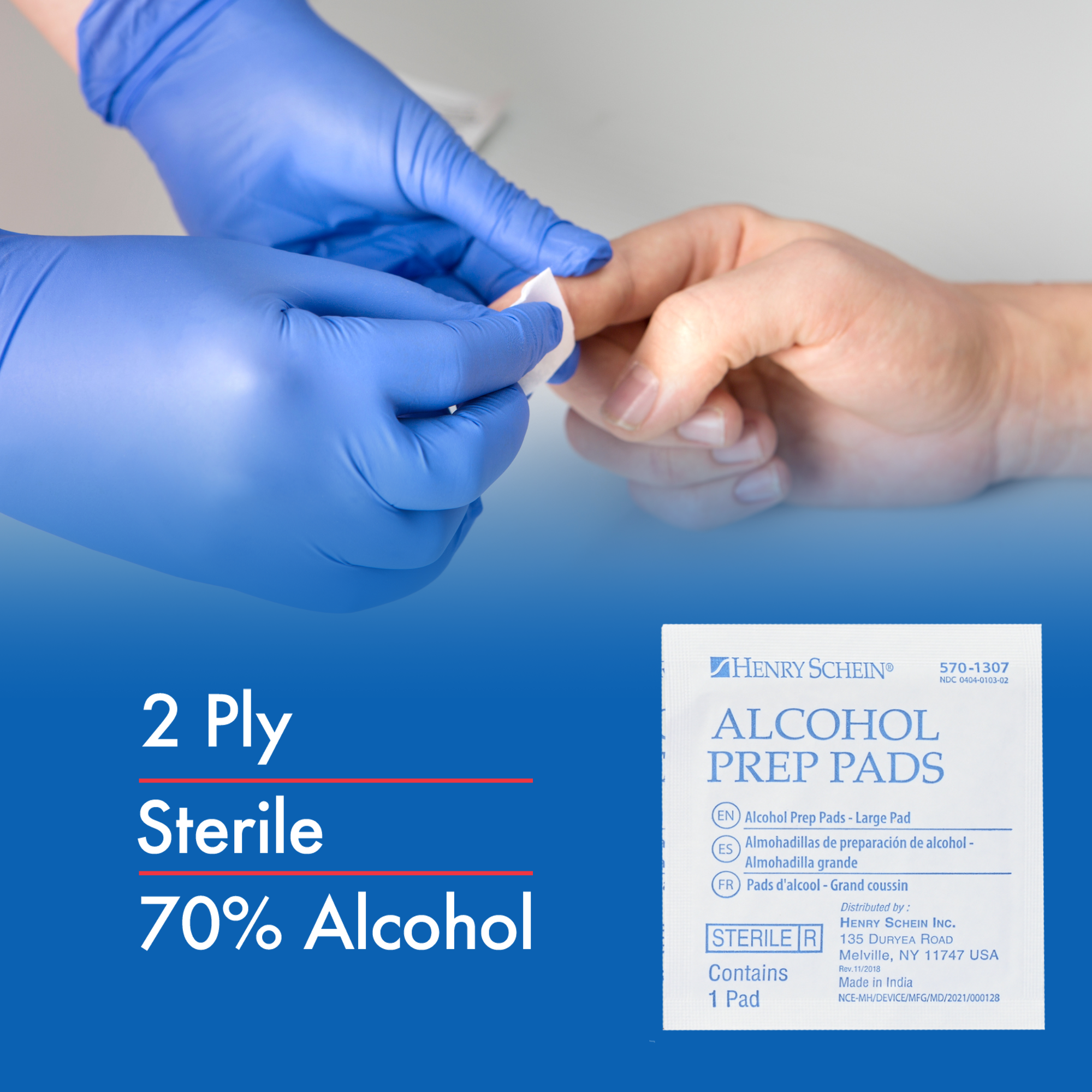 Henry Schein Alcohol Prep Pads - Large, 2-ply, Sterile