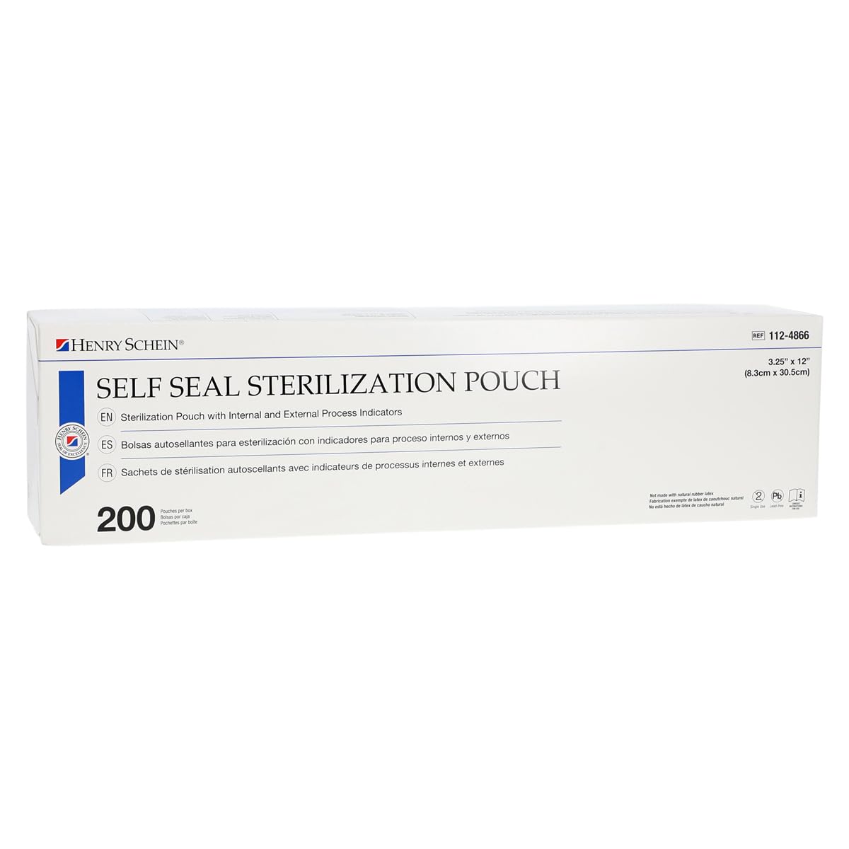 Self-Sealing Sterilization Pouches, Latex-Free, 3.25 x 12 in