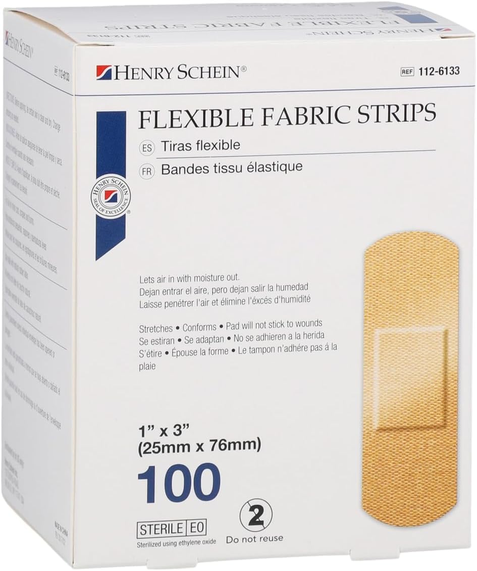 Adhesive Fabric Bandage Strips, 1" x 3", Sterile