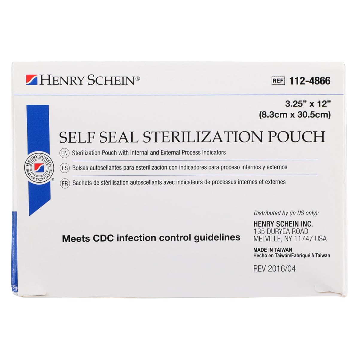 Self-Sealing Sterilization Pouches, Latex-Free, 3.25 x 12 in