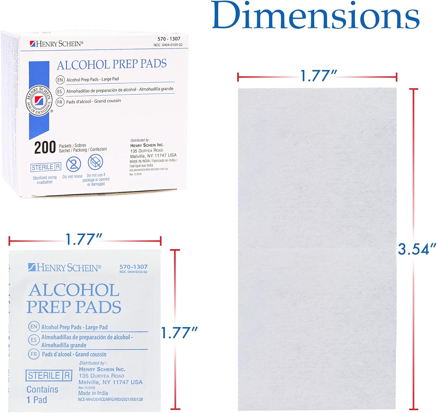 Henry Schein Alcohol Prep Pads - Large, 2-ply, Sterile