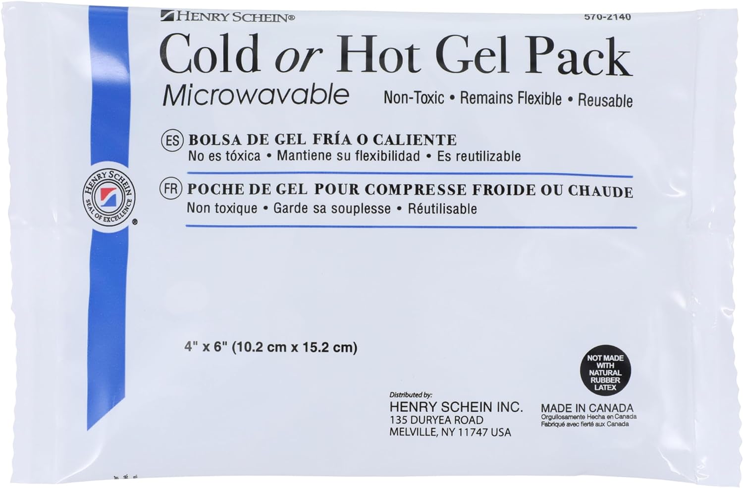 Henry Schein Reusable Hot and Cold Gel Packs, Case of 100, 4" x 6"