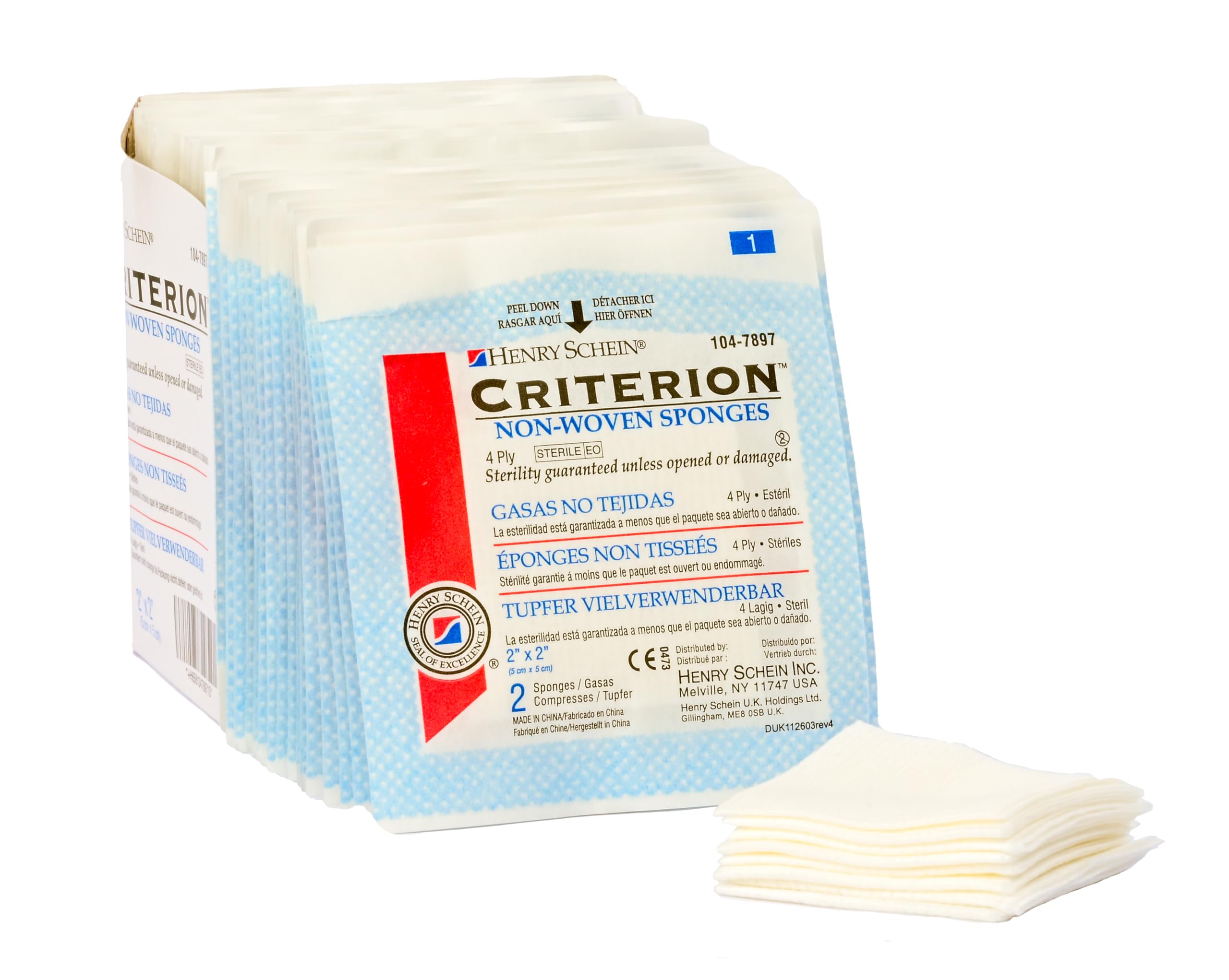 Henry Schein Criterion 3x3” Non-Woven Sponge- Rayon/Polyester Blend, 4-Ply, Sterile- 50/Pack