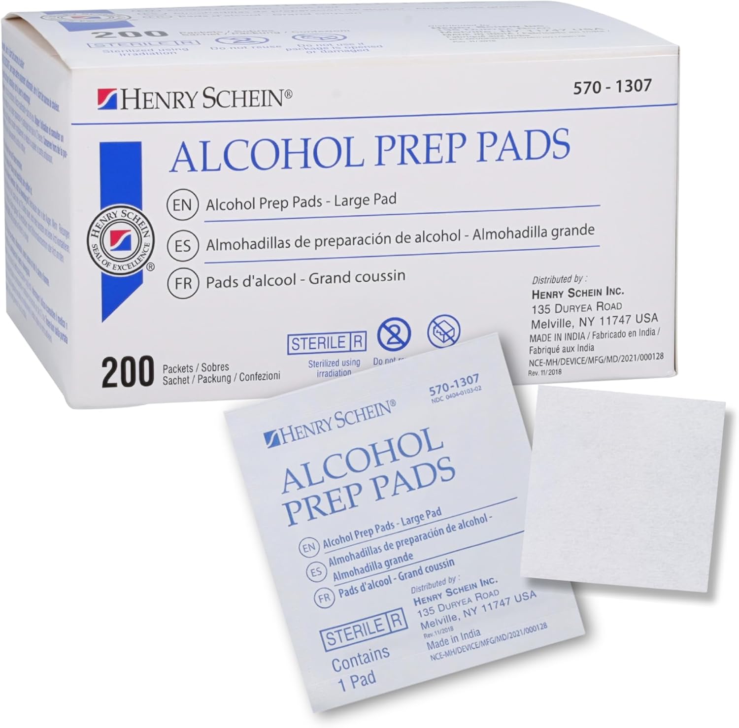 Henry Schein Alcohol Prep Pads - Large, 2-ply, Sterile