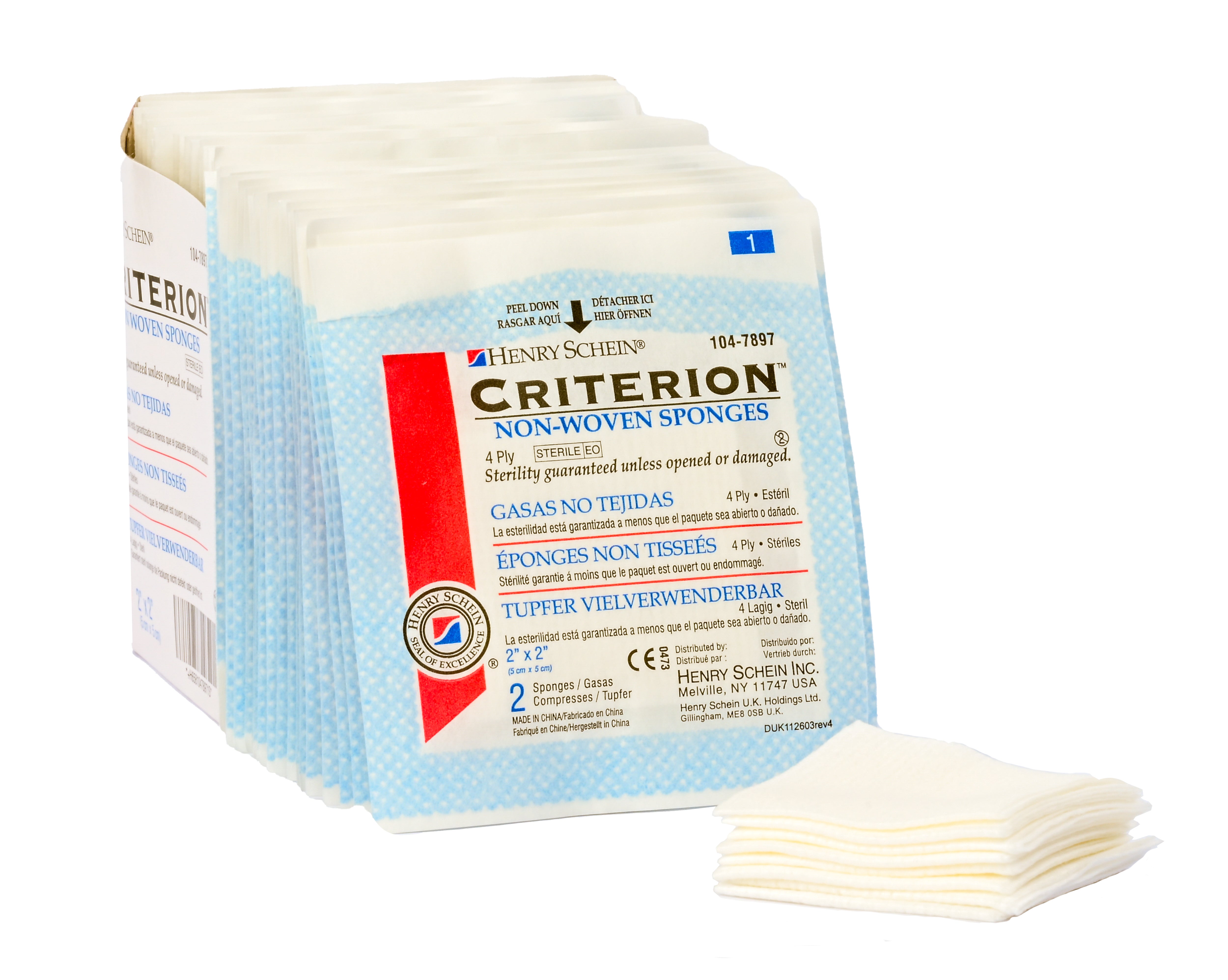 Henry Schein Rayon/Polyester Blend Non-Woven Sponges, 4 Ply Sterile, 4-Ply