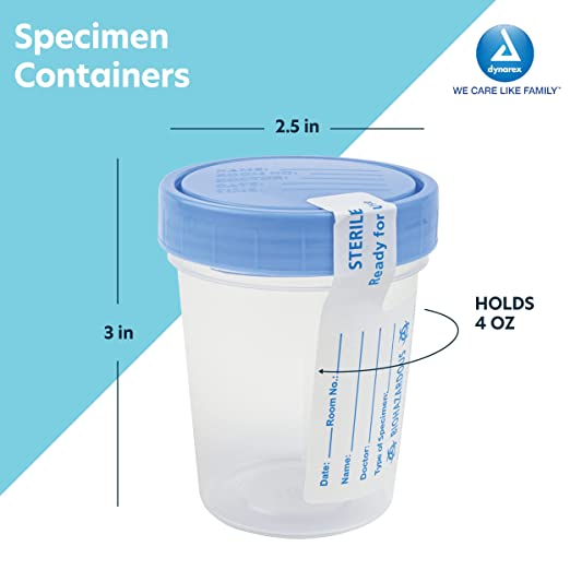 Dynarex Sterile Specimen Containers, 4 oz, 100/Case